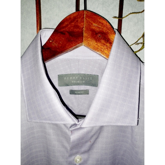 Perry Ellis Non-Iron Slim-Fit Nail Head Dress Shir - Picture 9 of 15